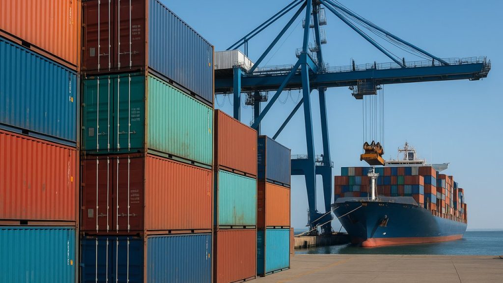 Contenedores de carga en una terminal portuaria, Incoterms 2020