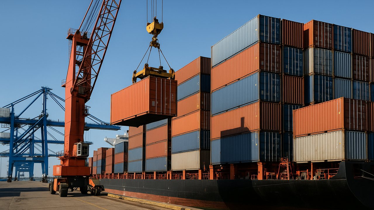 Carga de mercaderia a bordo de un buque, concepto de precio FOB