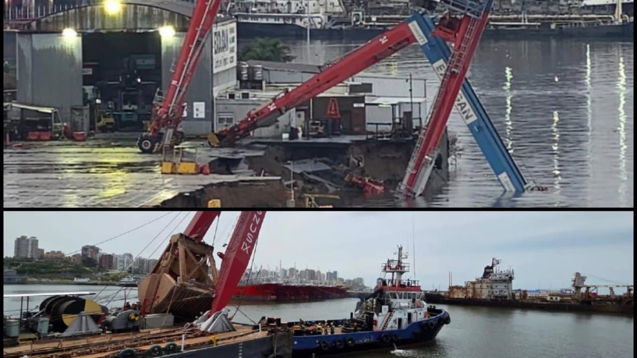 Clausura preventiva del Muelle 1 del Puerto de Dock Sud tras el derrumbe de dos grúas
